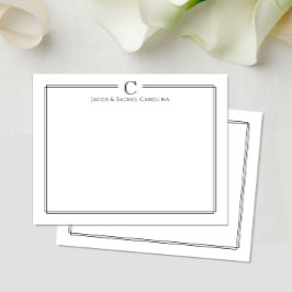 Last Name Initial Newlywed Stationery Note Card Anteckningskort