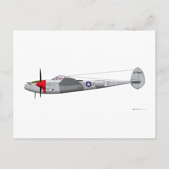 Låst P-38J Blixt Vykort (Framsida)