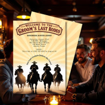 Last Rodeo Bachelor Party Cowboys Horses Sunset