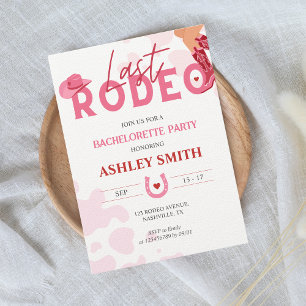 Last Rodeo Bachelorette Party Rosa Cowgirl Inbjudningar