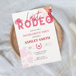 Last Rodeo Bachelorette Party Rosa Cowgirl Inbjudningar
