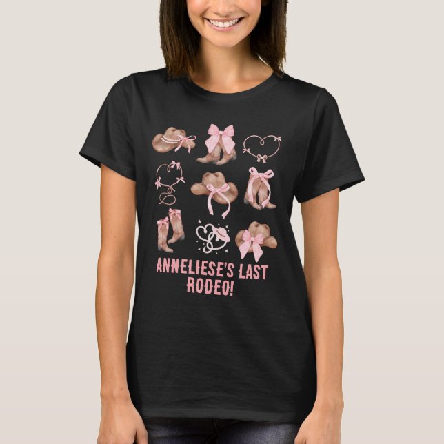 Last Rodeo Bachelorette Rosa Cowgirl Accents T Shirt (Framsida)