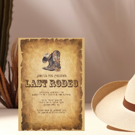 Last Rodeo Cowboy Bachelor Party Grunge Brown Inbjudningar