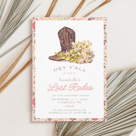 Last Rodeo Cowboy Boot Bouquet Bachelorette Party Inbjudningar