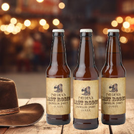 Last Rodeo Cowboy Grunge Brown Bachelor Party Ölflaska Etikett