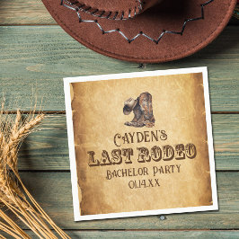Last Rodeo Cowboy Grunge Brown Bachelor Party Pappersservett