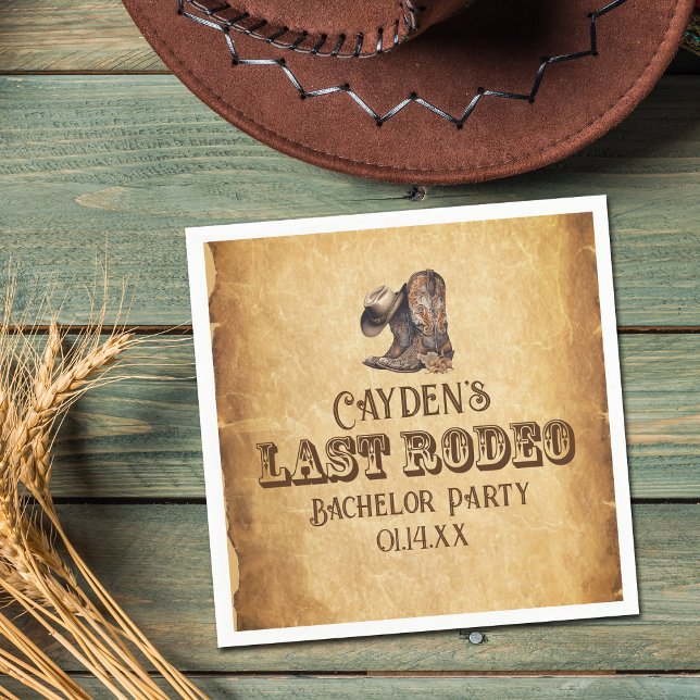Last Rodeo Cowboy Grunge Brown Bachelor Party Pappersservett (Skapare uppladdad)
