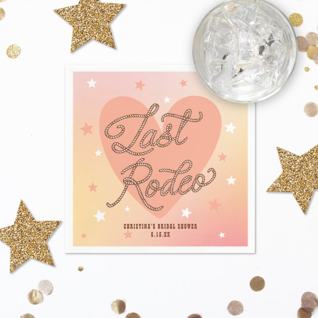 Last Rodeo Cowboy Stövlar Retro Hjärtbröllopsfest Pappersservett (Skapare uppladdad)