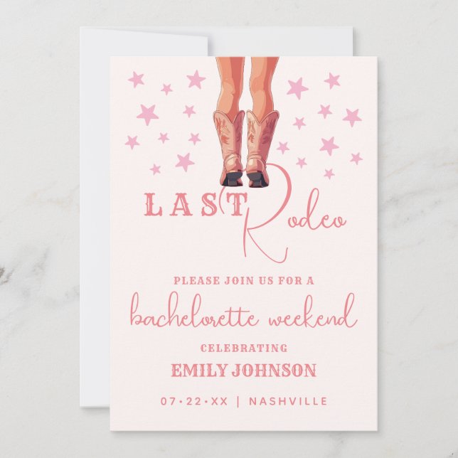 Last Rodeo Cowgirl Bachelorette Helg Itinerary Inbjudningar (Framsida)