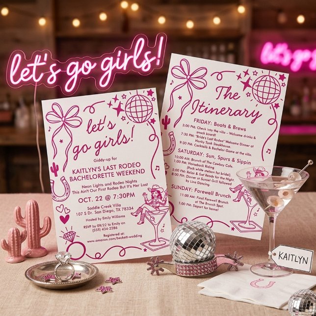 Last Rodeo Cowgirl Bachelorette Weekend Itinerary Inbjudningar (Skapare uppladdad)