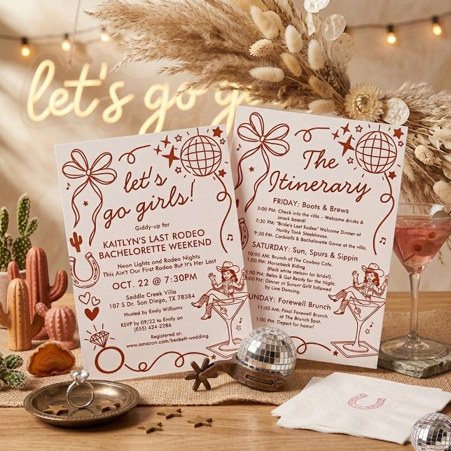 Last Rodeo Cowgirl Bachelorette Weekend Itinerary Inbjudningar (Skapare uppladdad)