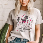 Last Rodeo Cowgirl Roligt Nash Bash Bachelorette T Shirt<br><div class="desc">Ride i stil! Den här rosa och svarta nashville "Last Rodeo"-t-tröjan är perfektens bachelorette-utrustning: roligt,  komfy och redo för brudens sista åktur!</div>