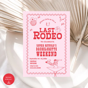 Last Rodeo Cowgirl Rosa and Red Bachelorette Inbjudningar