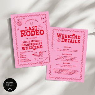 Last Rodeo Cowgirl Rosa and Red Bachelorette Inbjudningar
