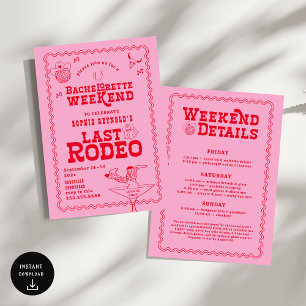 Last Rodeo Cowgirl Rosa and Red Bachelorette Inbjudningar