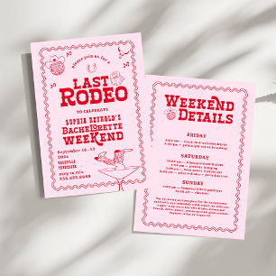 Last Rodeo Cowgirl Rosa and Red Bachelorette Inbjudningar