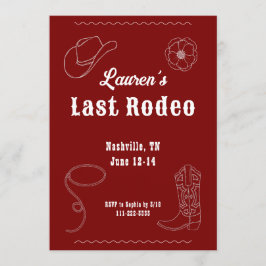 Last Rodeo Cowgirl Western Bachelorette Invitation Inbjudningar