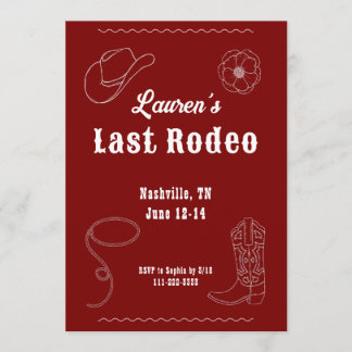 Last Rodeo Cowgirl Western Bachelorette Invitation Inbjudningar