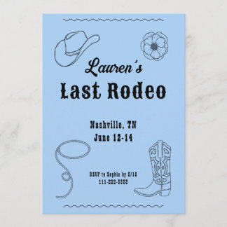 Last Rodeo Cowgirl Western Bachelorette Invitation Inbjudningar