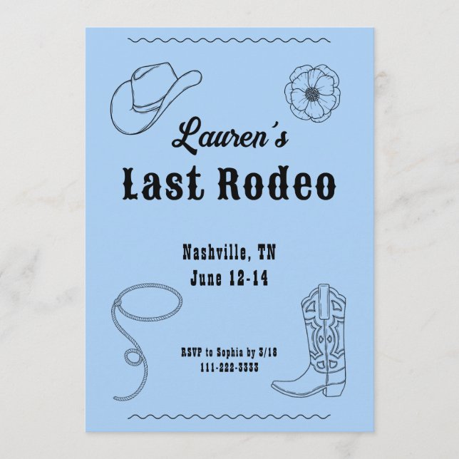 Last Rodeo Cowgirl Western Bachelorette Invitation Inbjudningar (Framsida)