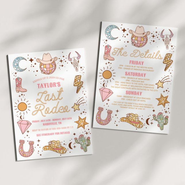 Last Rodeo Disco Cowgirl Bachelorette Helg Inbjudningar (Skapare uppladdad)