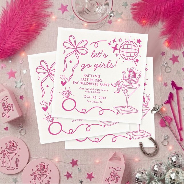 Last Rodeo Disco Cowgirl Bachelorette Party Pappersservett (Skapare uppladdad)