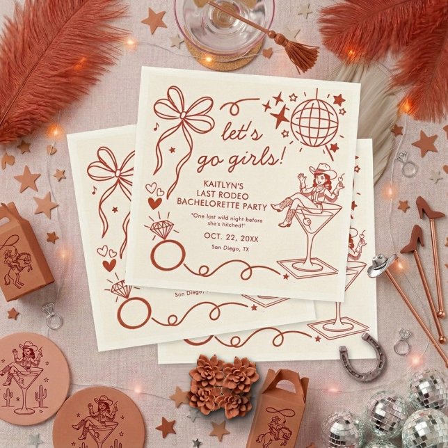 Last Rodeo Disco Cowgirl Bachelorette Party Pappersservett (Skapare uppladdad)