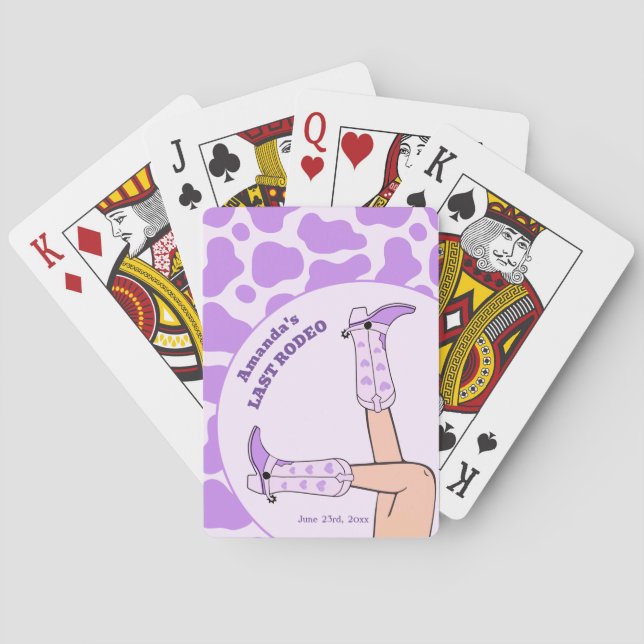 Last Rodeo Lila Cowgirl Möhippa Party Casinokort (Baksidan)