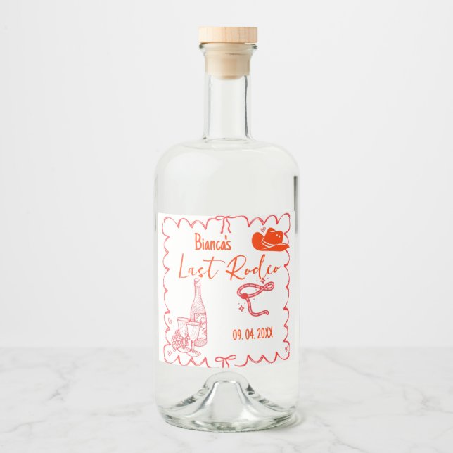 Last Rodeo Nashville Bachelorette Helg Party Spritflaskor Etikett (Framsida)