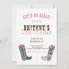 Last Rodeo Nashville Rosa Cowgirl Bachelorette Inbjudningar