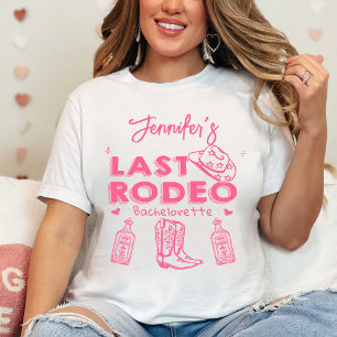 Last Rodeo Pink Cowgirl Hat Bachelorette Party T Shirt
