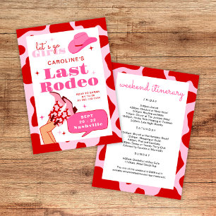 Last Rodeo Red & Rosa Cowgirl Bachelorette Helg Inbjudningar