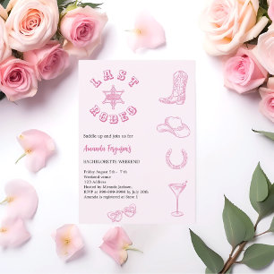Last Rodeo rosa bachelorette helg Inbjudningar