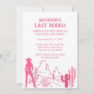 Last Rodeo Rosa Bachelorette Party Helg Inbjudningar