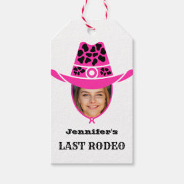 Last Rodeo Rosa Cowgirl Anpassningsbar Photo Presentetikett