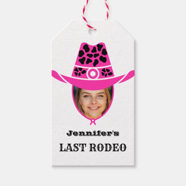 Last Rodeo Rosa Cowgirl Anpassningsbar Photo Presentetikett (Framsidan)