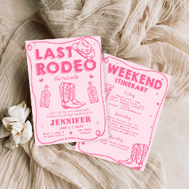 Last Rodeo Rosa Cowgirl Bachelorette Helg Inbjudningar