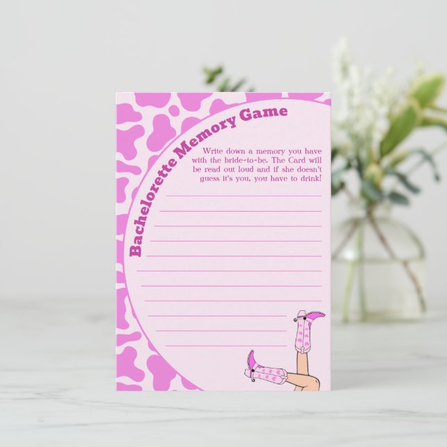 Last Rodeo Rosa Cowgirl Bachelorette Memory Game Tilläggskort (Stående Fram)