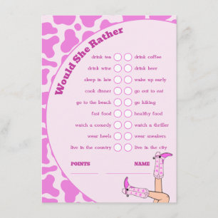 Last Rodeo Rosa Cowgirl Möhippa Party Game Tilläggskort