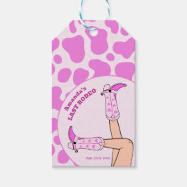 Last Rodeo Rosa Cowgirl Möhippa Party Presentetikett