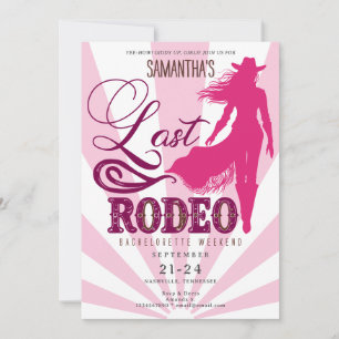 Last Rodeo Rosa Cowgirl Nash Bash Bachelorette Inbjudningar