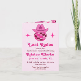 Last Rodeo Rosa Disco Cowgirl Bachelorette Inbjudan
