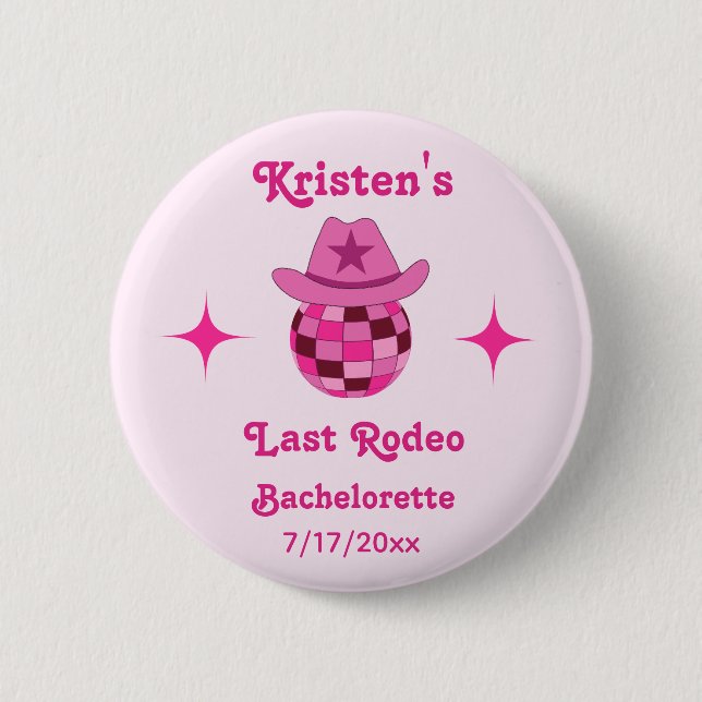Last Rodeo Rosa Disco Cowgirl Bachelorette Knapp (Framsida)
