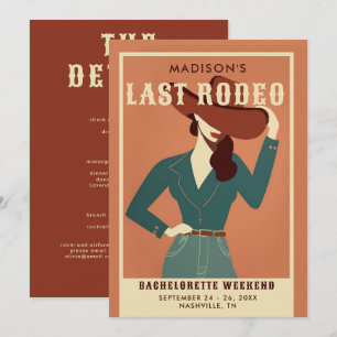 Last Rodeo Vintage Terracotta Cowgirl Bachelorette Inbjudningar