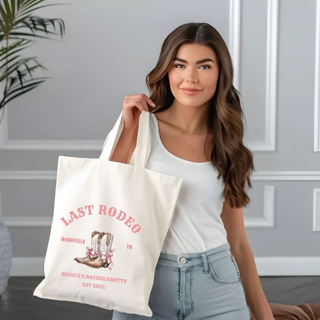 Last Rodeo Western Coquette-stövlar Bachelorette Tygkasse (Skapare uppladdad)