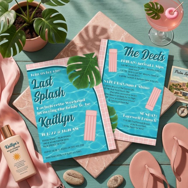 Last Splash Bachelorette Weekend Party Itinerary Inbjudningar (Skapare uppladdad)