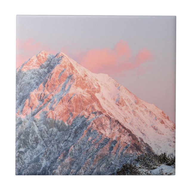 Last sun light on mountain Storžič, Slovenia Kakelplatta (Framsidan)