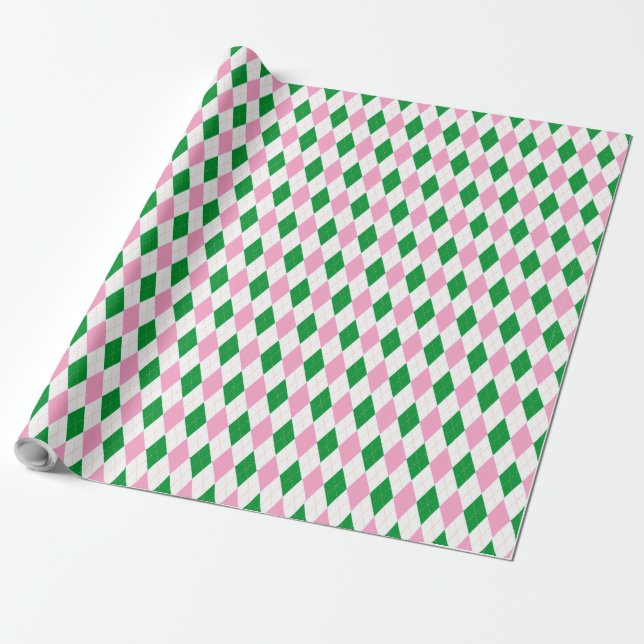 Last Swing Golf Bachelorette Pink Green Argyle Presentpapper (Utrullad)