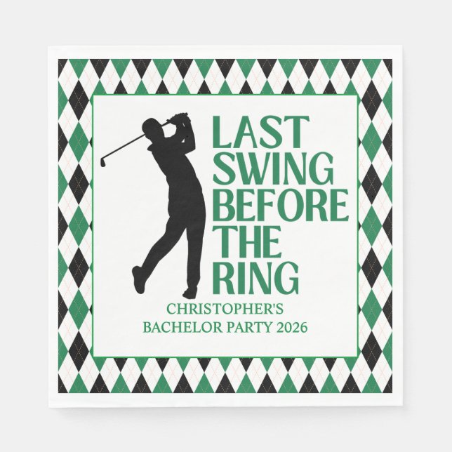 Last Swing Golf Country Club Bachelor Svart Grön Pappersservett (Framsidan)