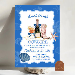 Last Toast Cowgirl Beach Bachelorette Itinerary Inbjudningar